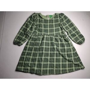 Dip Plaid Long Sleeve Casual Dress Girls Size XS 4-5 Green